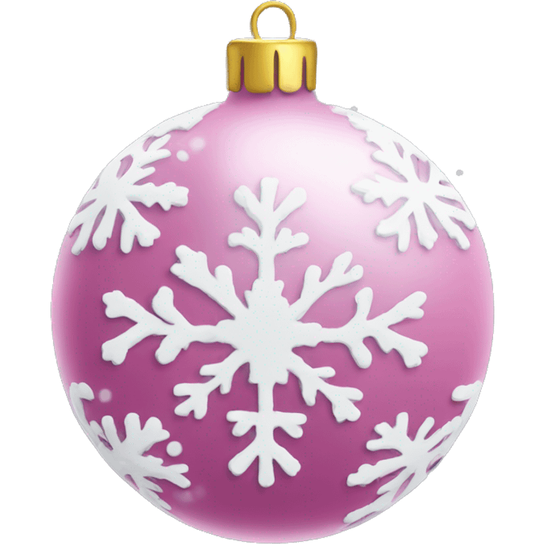 Pink Christmas ornament with snow emoji