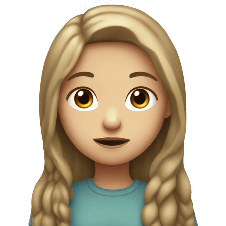 shrugging girl with long light brown hair, greenish grey blue eyes, and freckles emoji