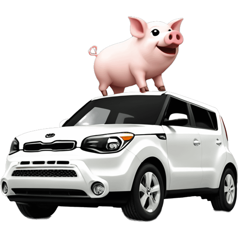 Pig running into 2024 white kia soul emoji