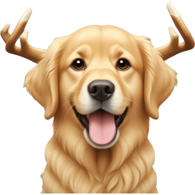 little golden retriver with deer antler  emoji