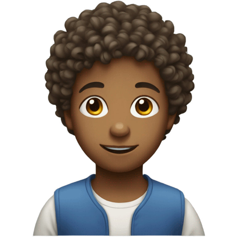 Kid with curly hair playing  emoji