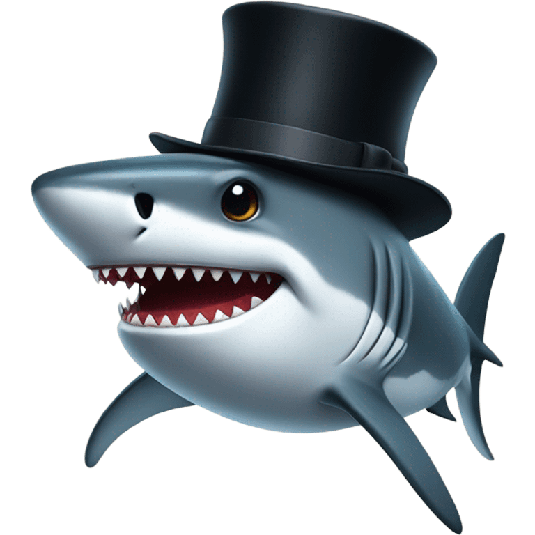 Shark with a top hat emoji