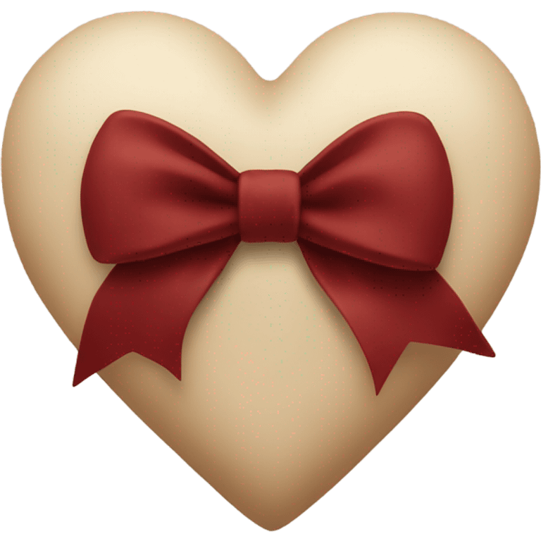 Beige heart with dark red bow emoji