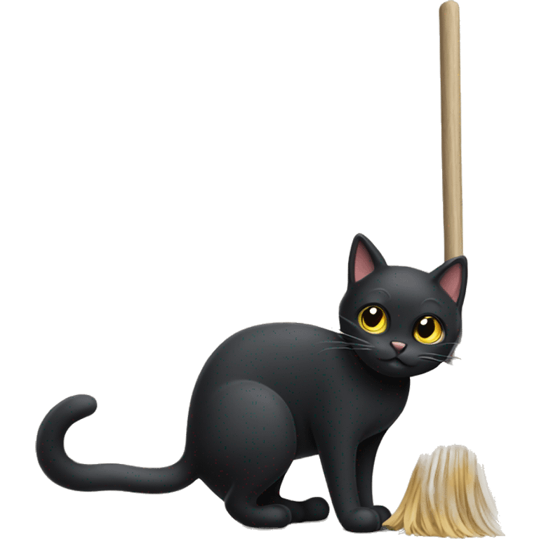 black cat cleaning emoji