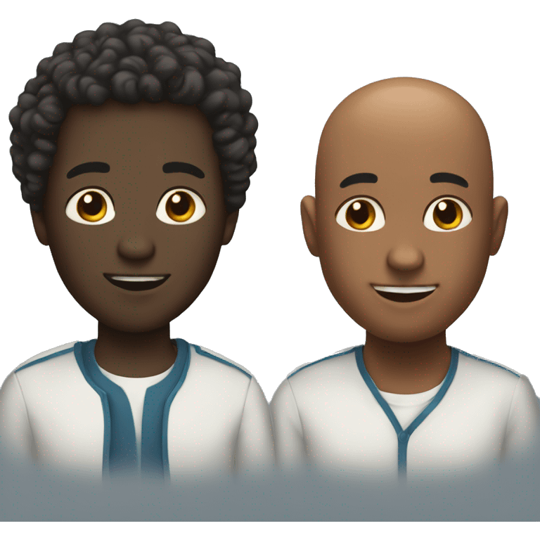 Two black men One bald One with curly hair.  emoji