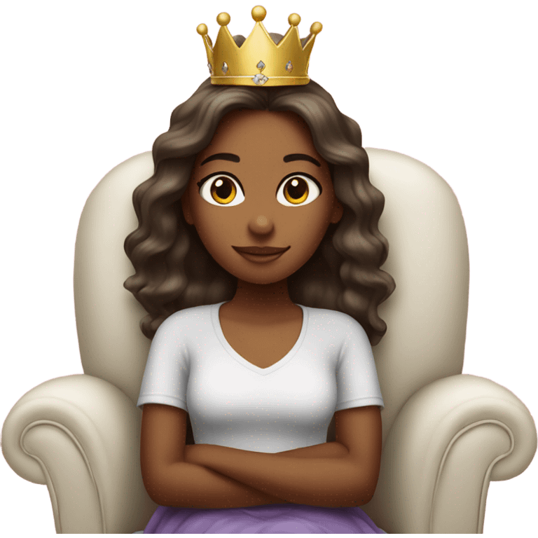 realistic girl on couch with princess crown emoji