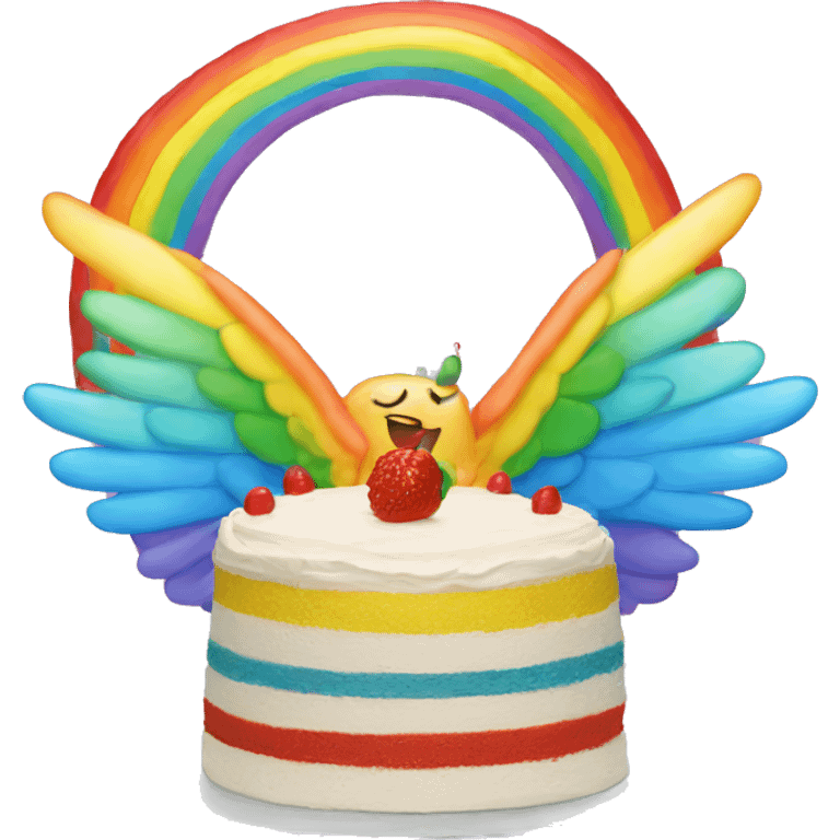 Rainbow Cake with wings emoji