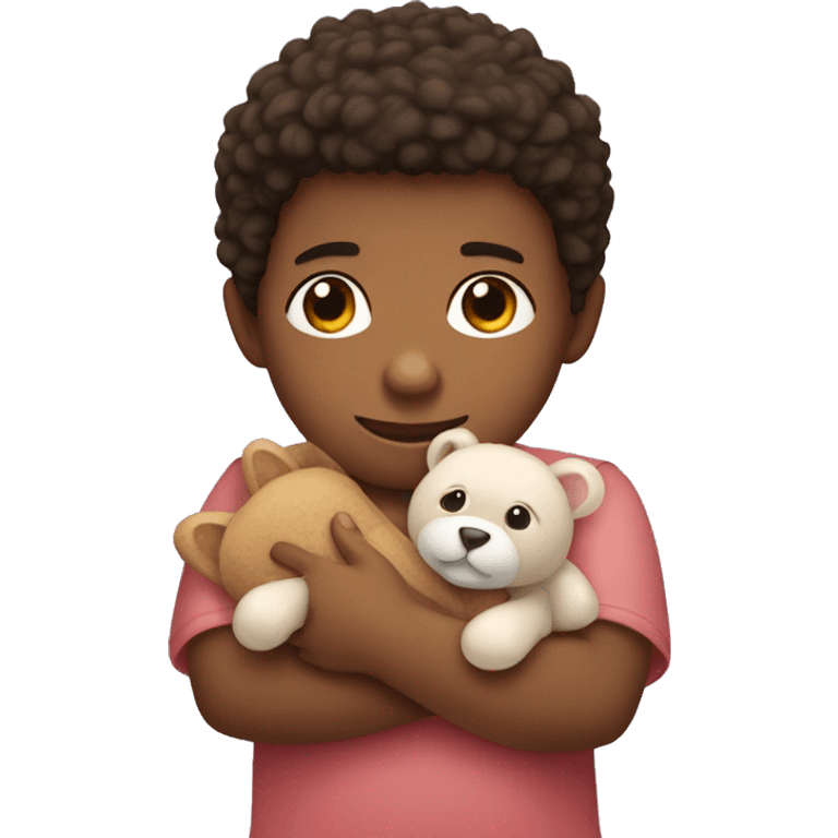 Un niño con un peluche en la mano emoji