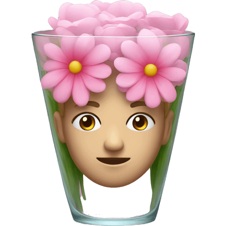 Pink flowers in glass face emoji