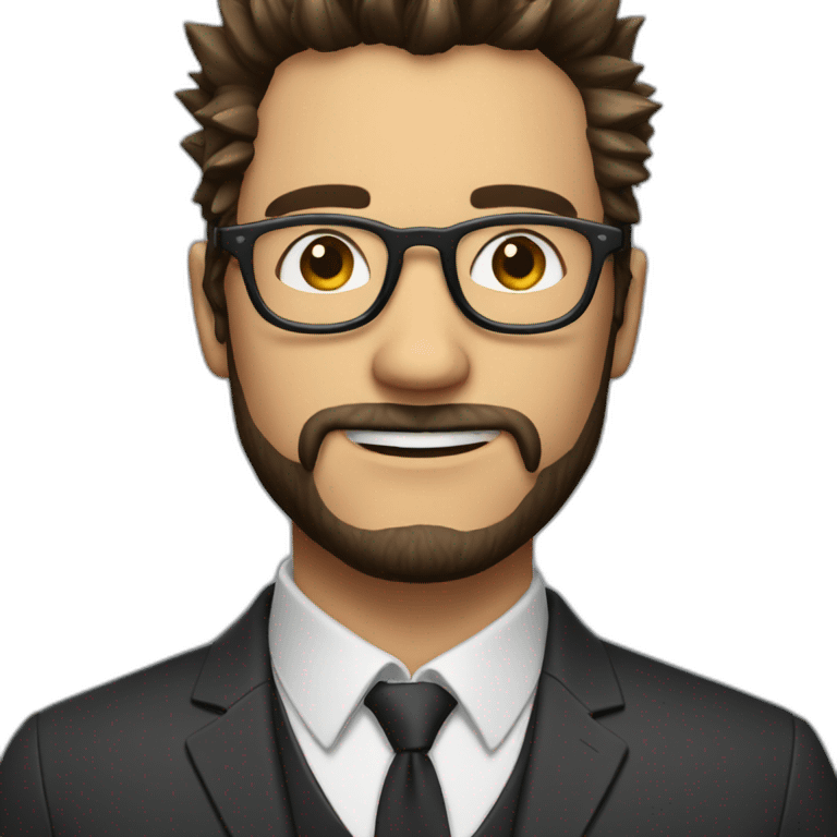 handsome men with spectacles and beard, spikey hair emoji