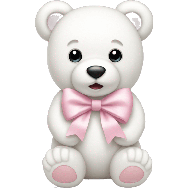 White teddy bear with light pink bow emoji