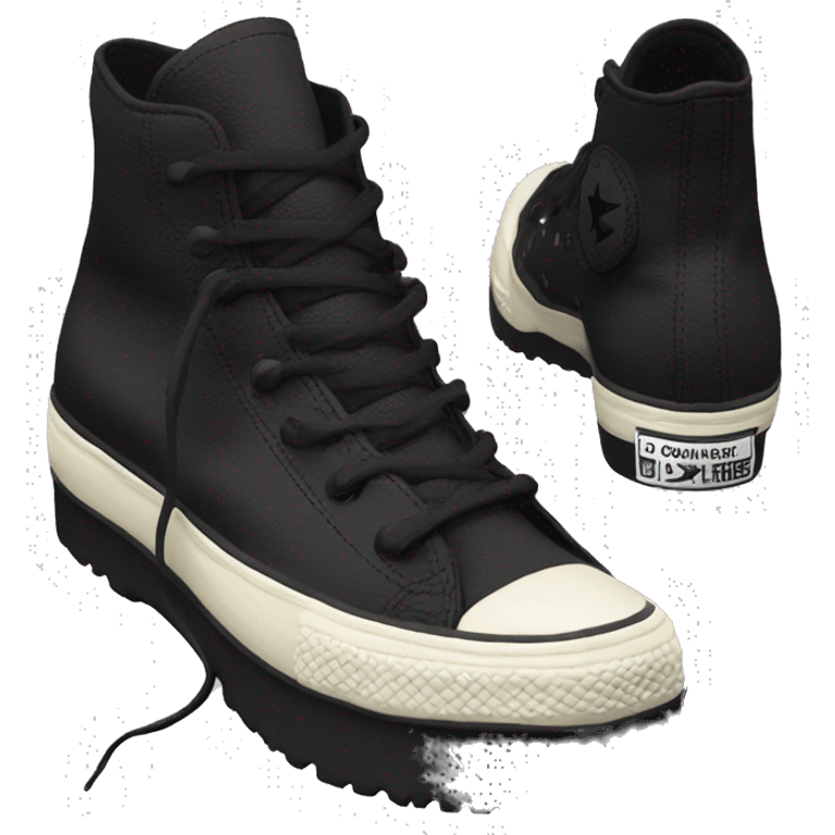 Black platform converse platform shoes hike  emoji