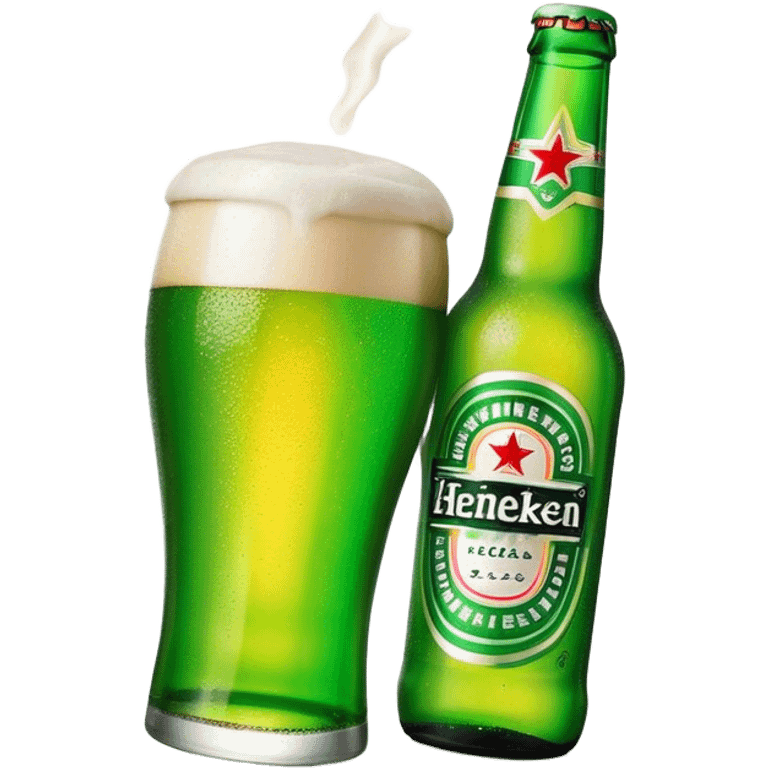 Cinematic Realistic Heineken Pop Culture Emoji, showcasing an iconic beer moment rendered with crisp textures and vibrant, energetic lighting. emoji