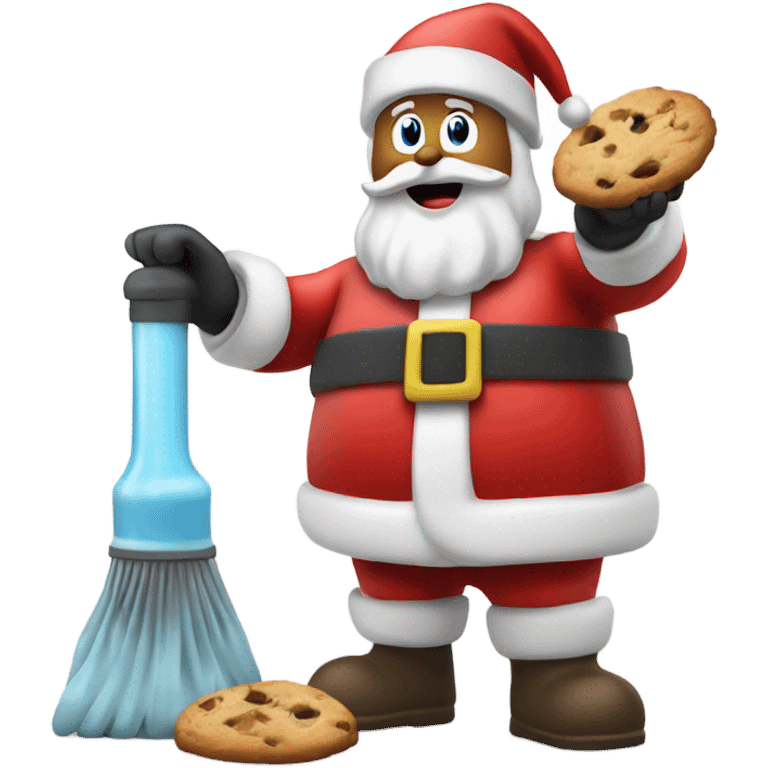 Santa throwing up cookies while vacuuming in the universe emoji