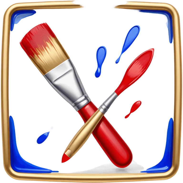 Glass painting icon, hand-painted vibrant patterns on a glass surface with visible bold brushstrokes, no liquid inside the glass object, bright colors like red, blue, and gold, visible fine paintbrush, minimalistic style, clean lines, transparent background. emoji