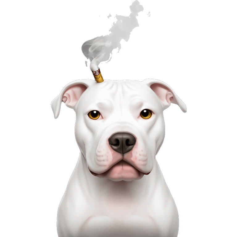 White Pitbull smoking  emoji