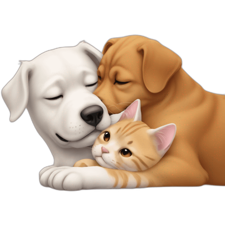 Un chien et un chat qui se fon un calin emoji