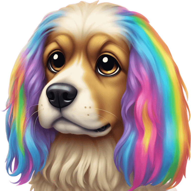 Rainbow Lisa frank long hair dog emoji