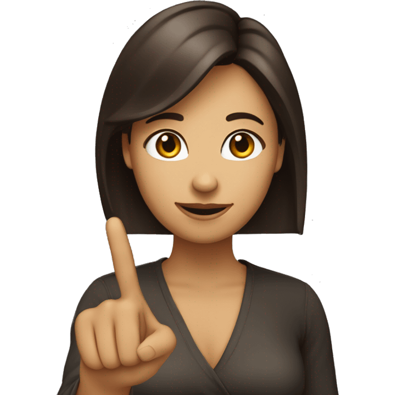 The woman dark brown hair is pointing upward with their index finger raised. emoji