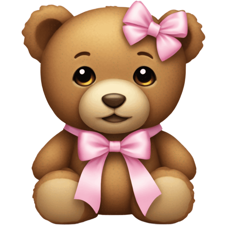 teddy bear with pastel pink bow emoji