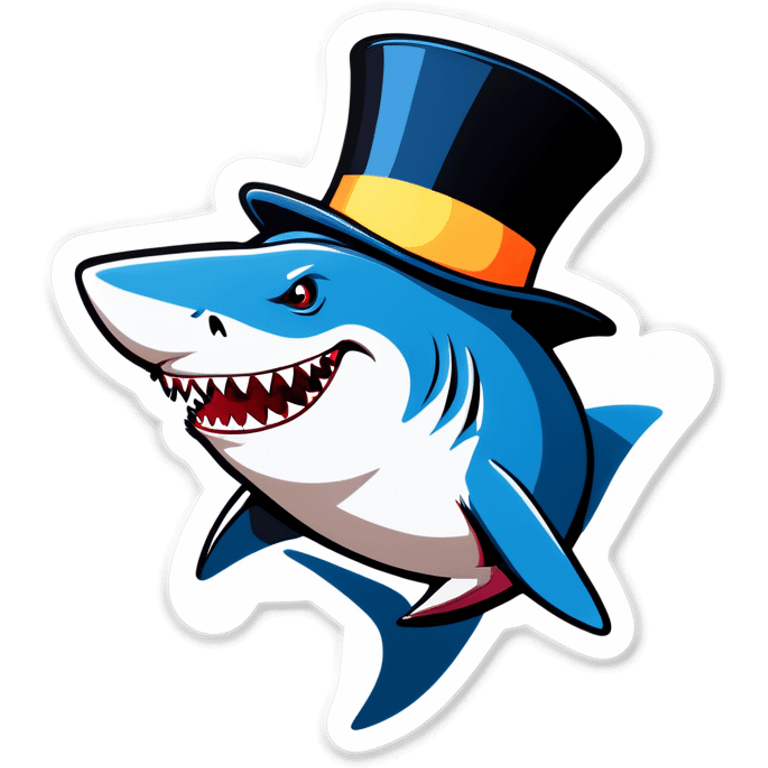 Shark with a top hat emoji