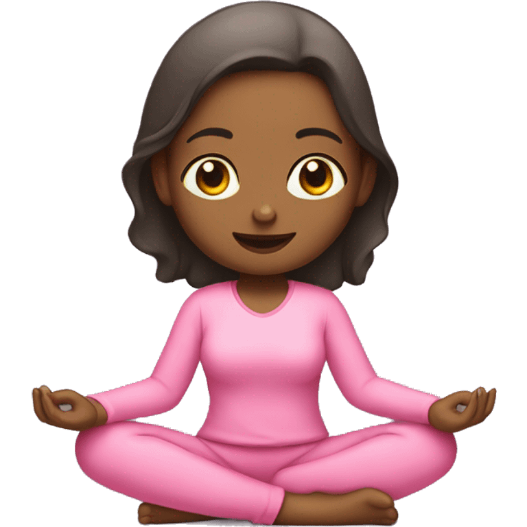 girl in pink clothes sitting in lotus position emoji