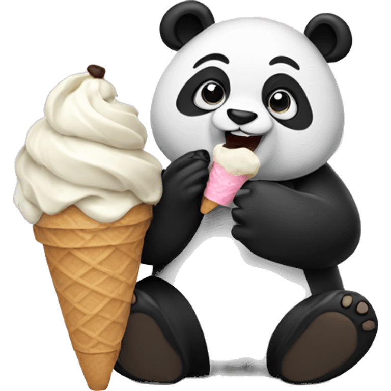 Panda eating ice cream emoji