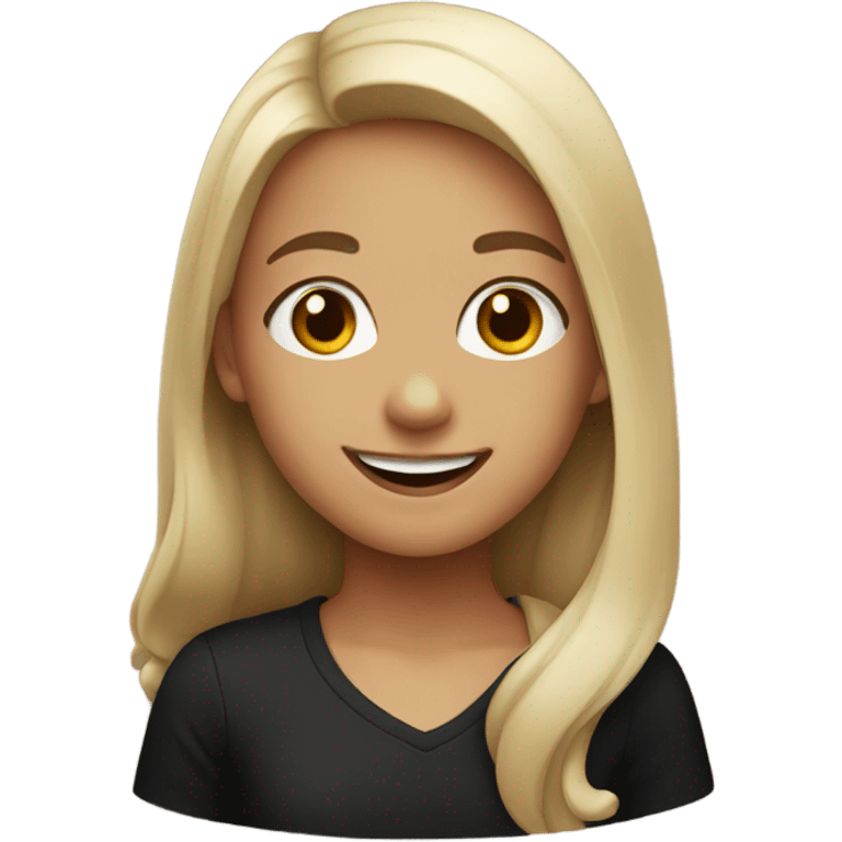 smiling girl in black shirt emoji