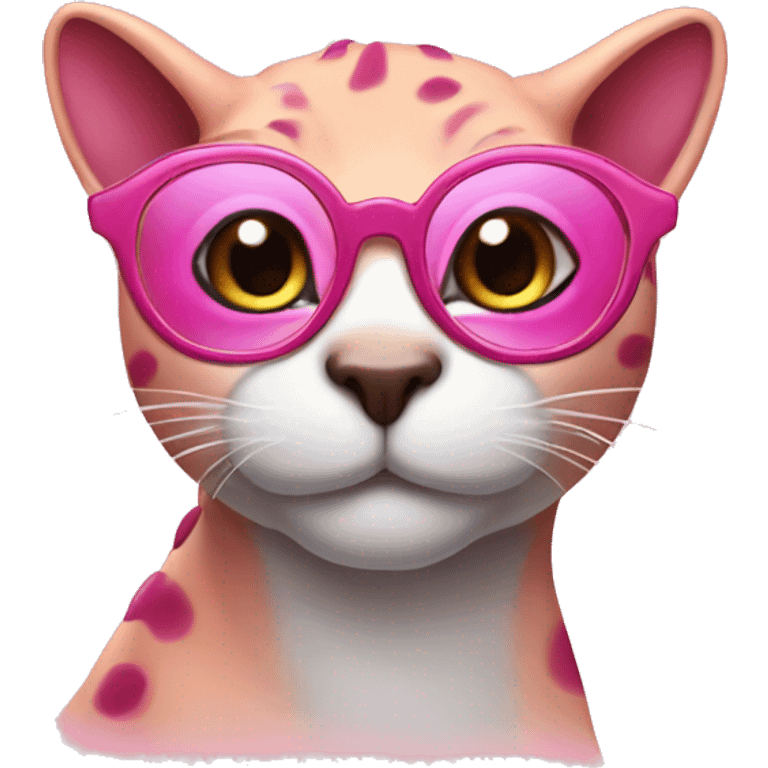 Pink girly Dinosaur emoji with cat eye spectacles emoji