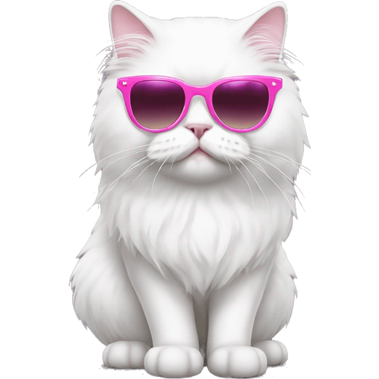 White persian cat with pink sunglasses emoji