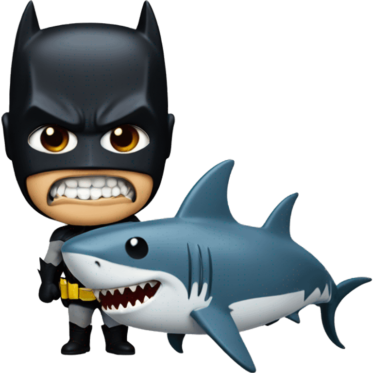 Batman with a shark emoji