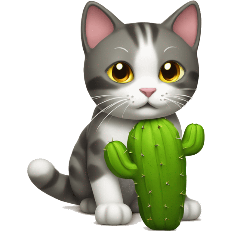 Cat playing with cactus toy emoji