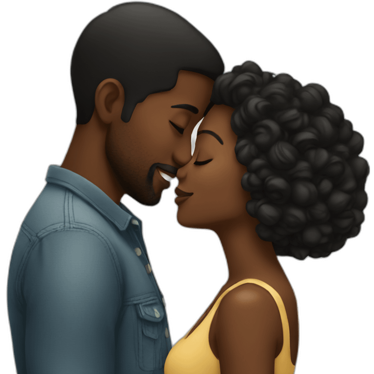 Black couple kissing emoji