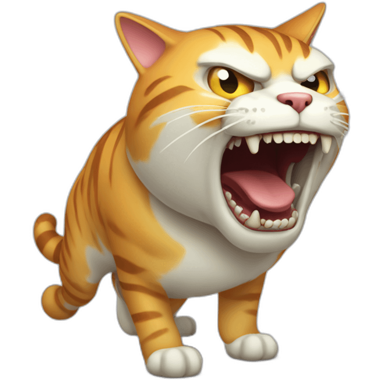 big fat cat screaming in terror body skull emoji