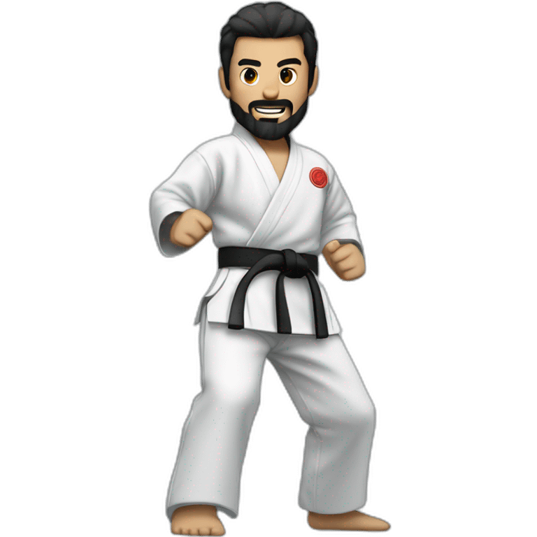 Karate blue belt with gi with black hair and beard emoji