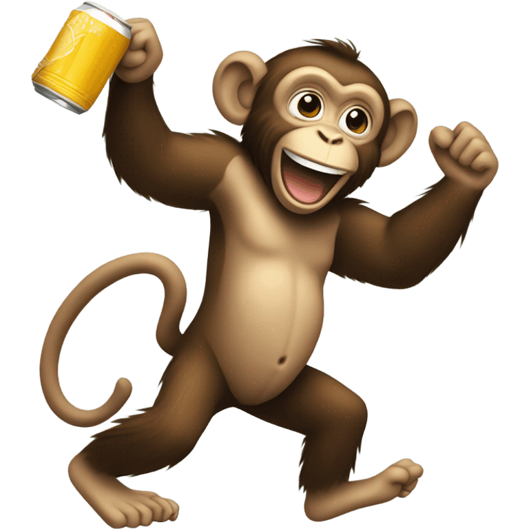 Monkey dancing with a beer emoji