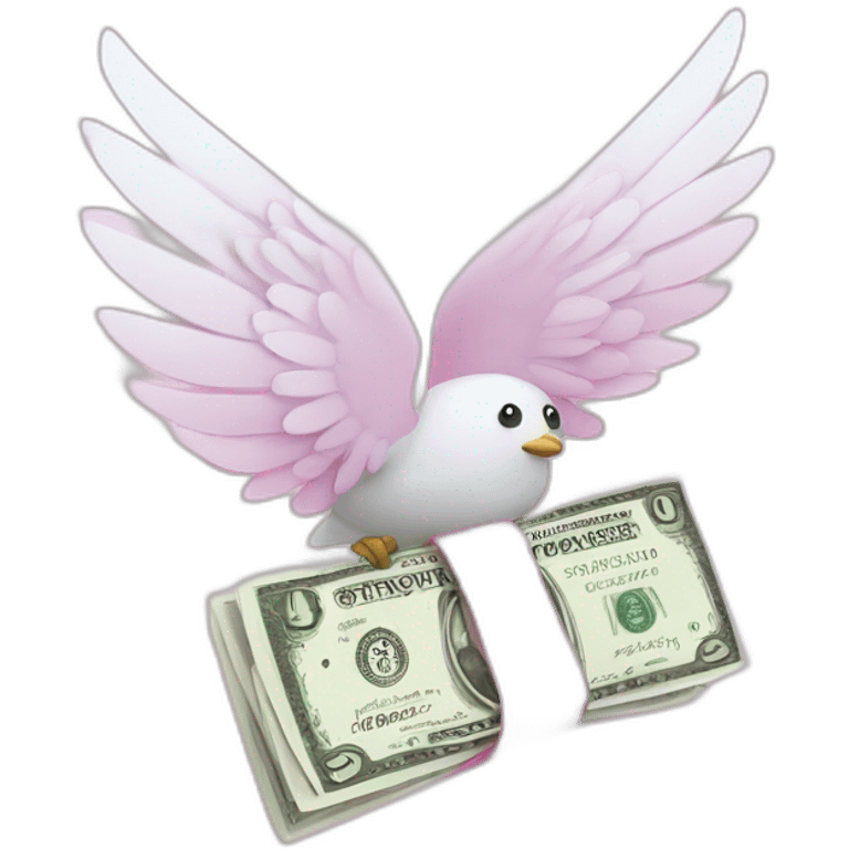 pink money order with white wings emoji