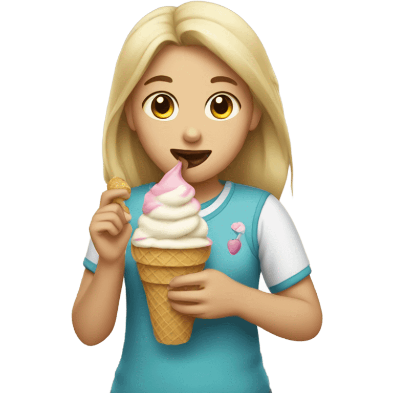 Girl eating ice cream emoji