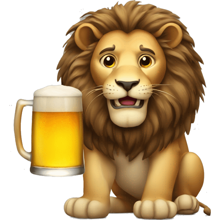 lion with a glass of beer emoji