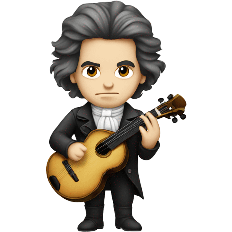 Chibi Beethoven standing stern face banjo emoji