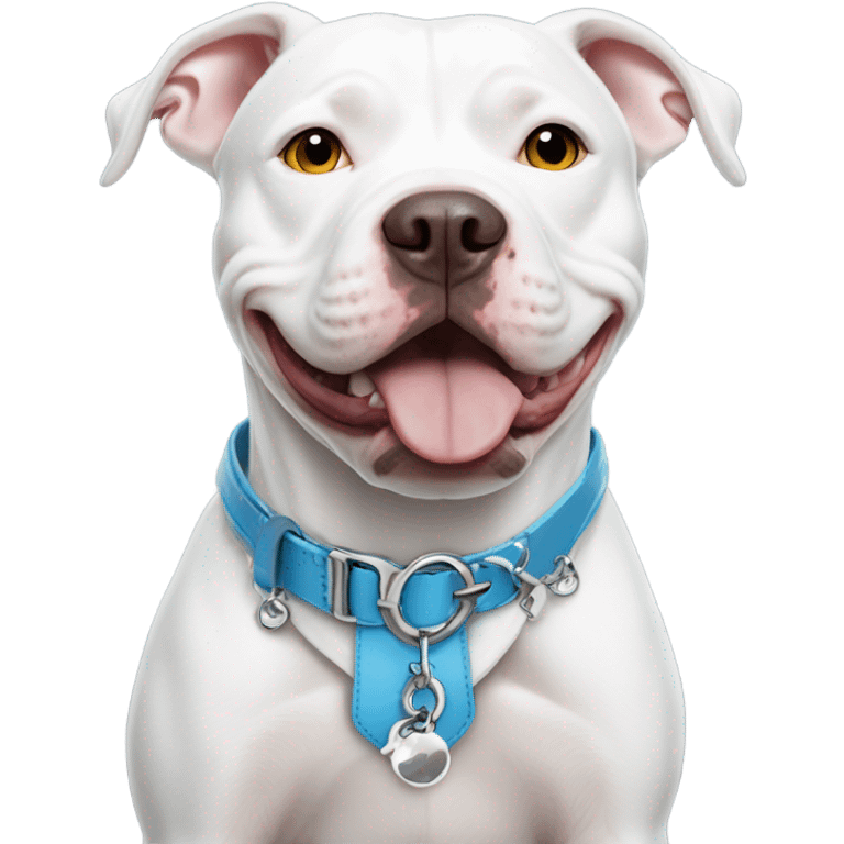 White pitbull with collar that says Ice emoji