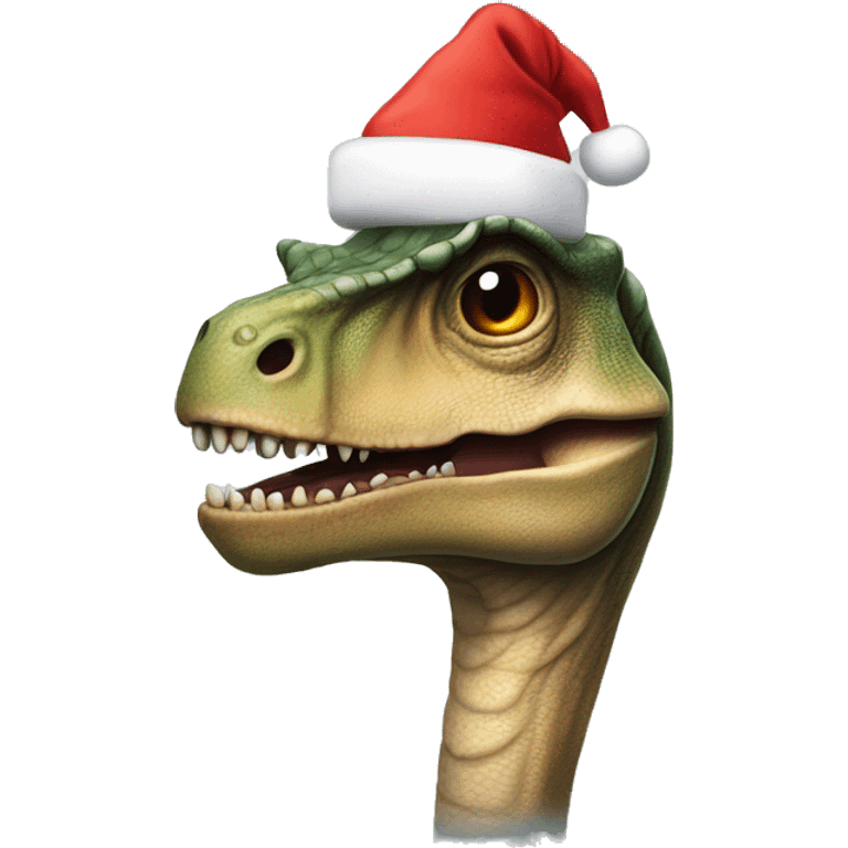 Dinosaurier mit Weihnachtsmütze emoji