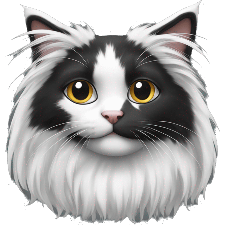 black and white cat long haired emoji