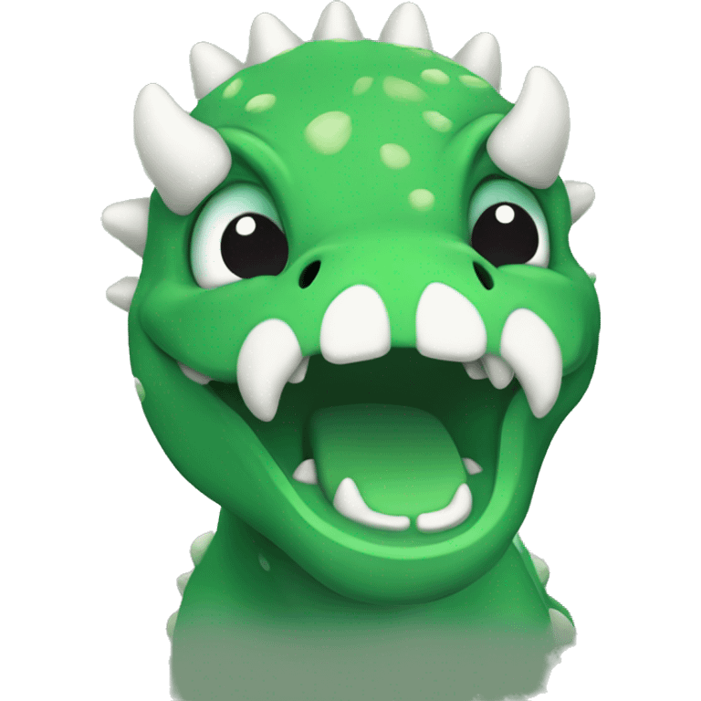 green chunky dinosaur with white horns emoji