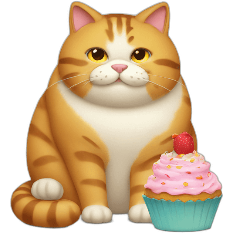 Fat cat eating cake emoji