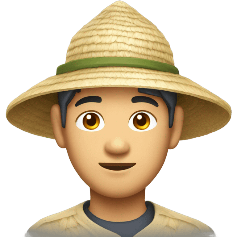 Oriental asian man with rice field hat on emoji