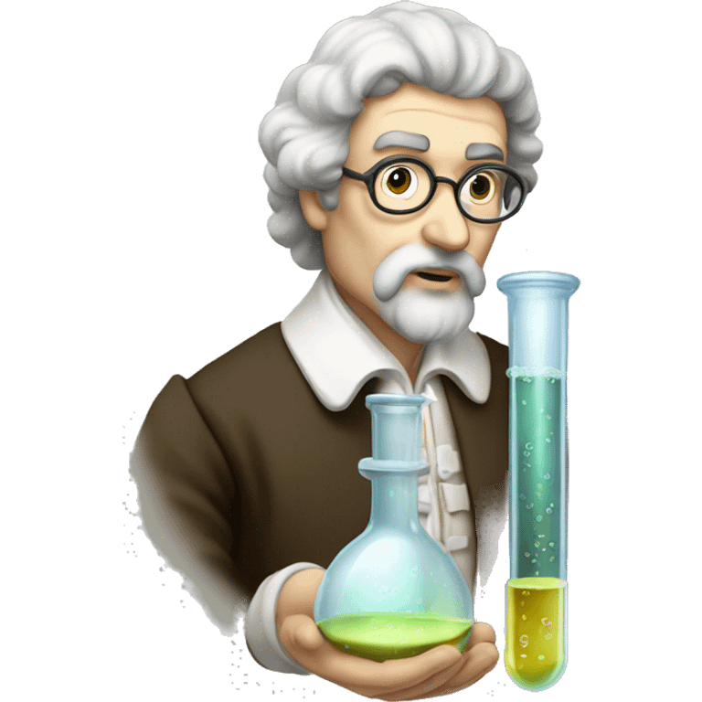 16th century scientist looking at test tube emoji