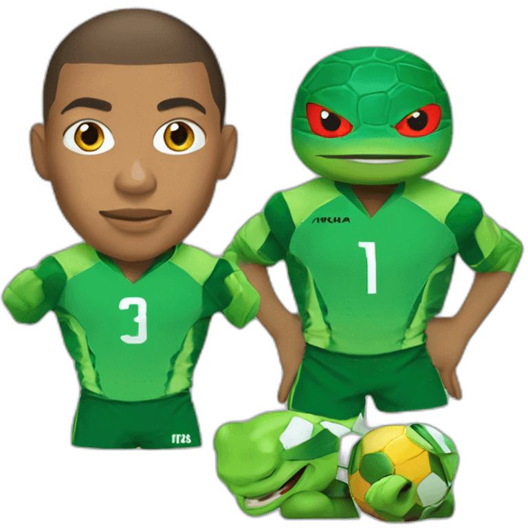 mbappe with the face of ninja turtle with football kit  kit emoji