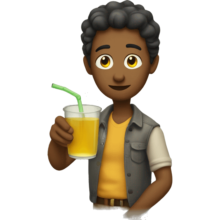 A dig drinking apple juice emoji