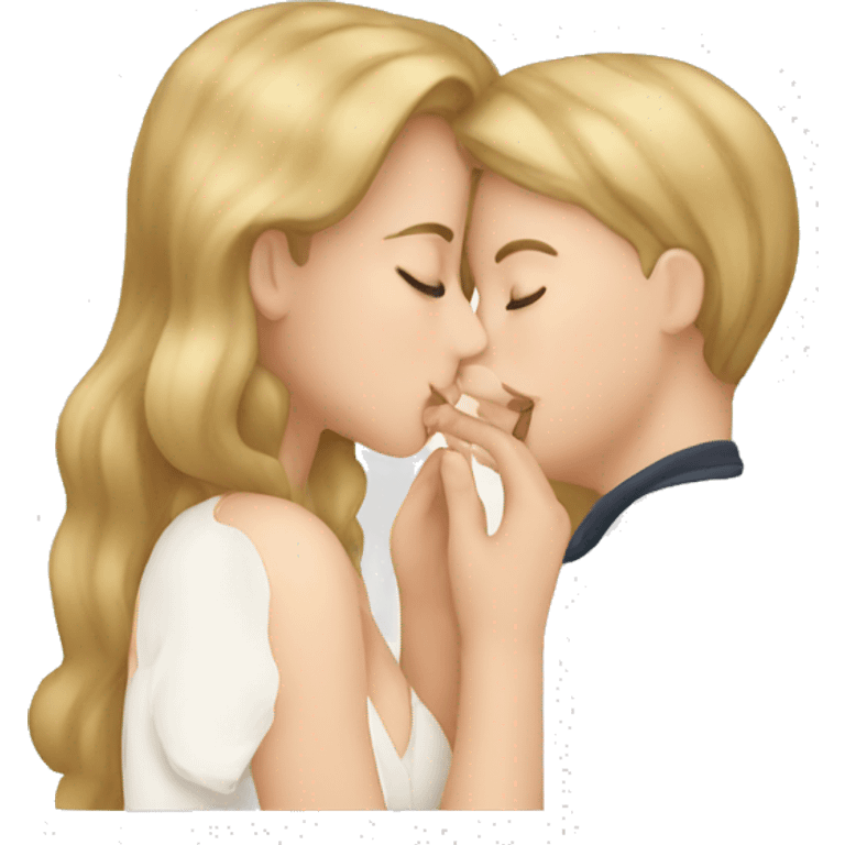 White girl kissing note emoji